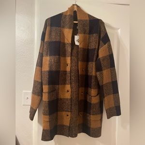 Forever 21 Buffalo Plaid Longline Sweater- Size L